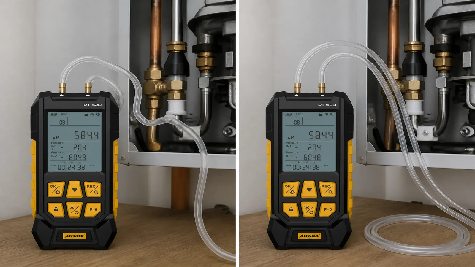 Common manometer hose mistakes contrasted with correct setup